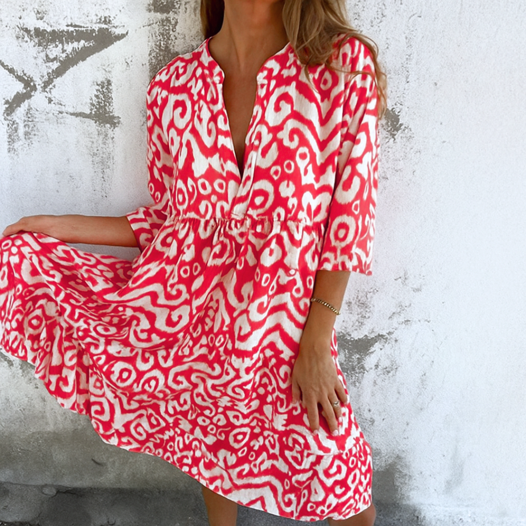 Romy™ – Elegant Afslappet V-Hals Kjole