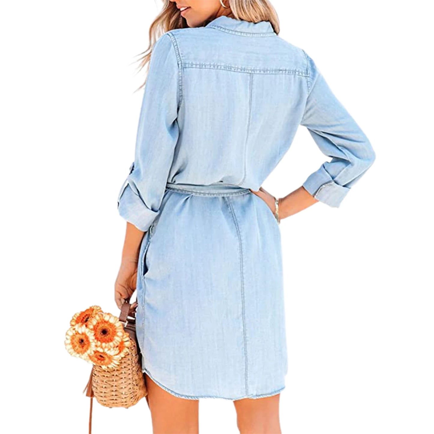 Anna™ Skjortekjole i Denim | Tidløs og Behagelig