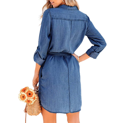 Anna™ Skjortekjole i Denim | Tidløs og Behagelig