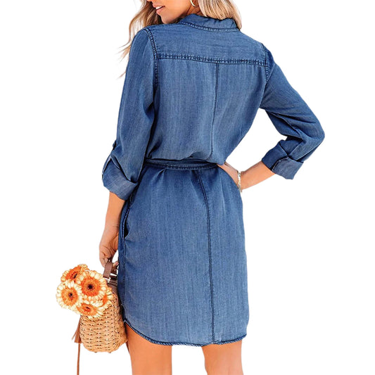 Anna™ Skjortekjole i Denim | Tidløs og Behagelig